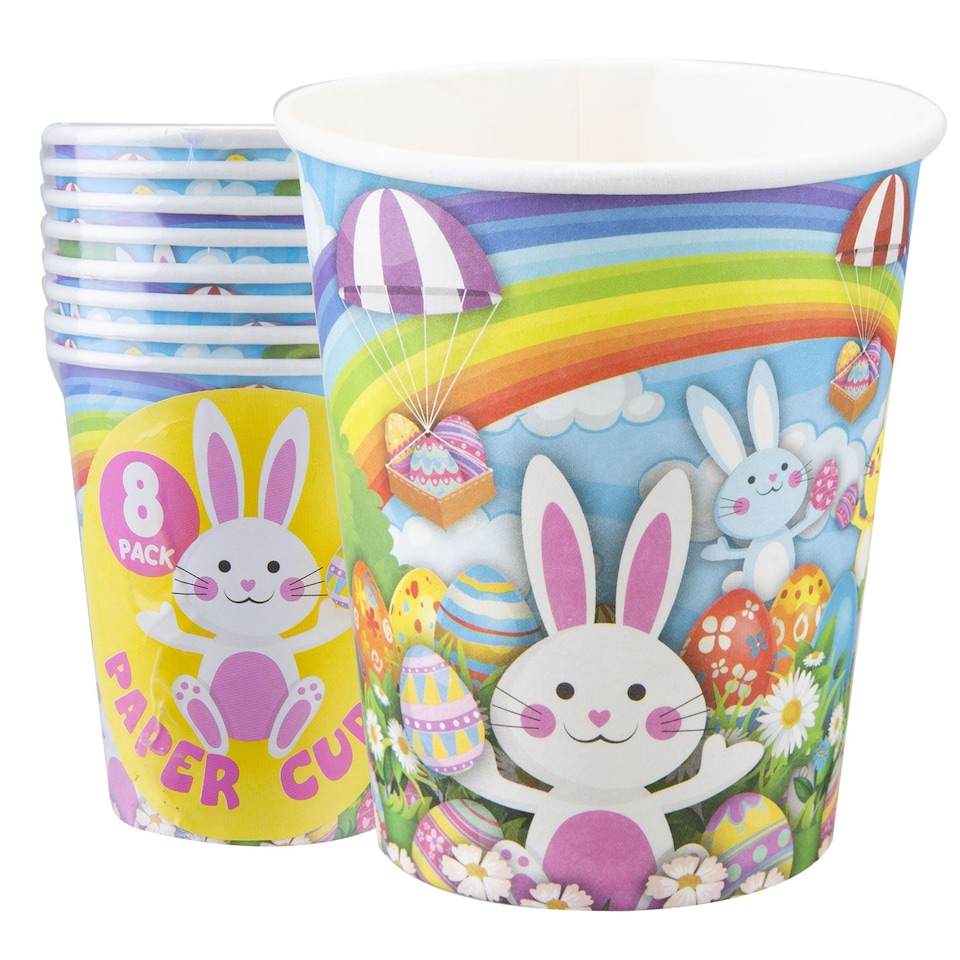 image 1 of PMS Easter Bunny Paper Cups 9oz - 8 Pack