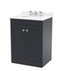 image 1 of Balterley Swynnerton Traditional 2 Door Floor Standing Vanity Unit with Marble Basin, Dark Grey, 600mm