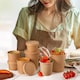 image 8 of ECONX 26oz Kraft Disposable Paper Soup Cups Food Containers with Lids Takeaway Tubs 50pc