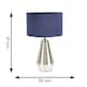 image 3 of ValueLights Jax Silver Metal Touch Dimmer Table Lamp with Navy Blue Velvet Shade