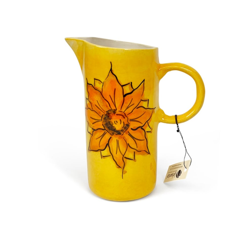 image 1 of Verano Spanish Ceramics Sunflower Tall Jug - 23.5cm