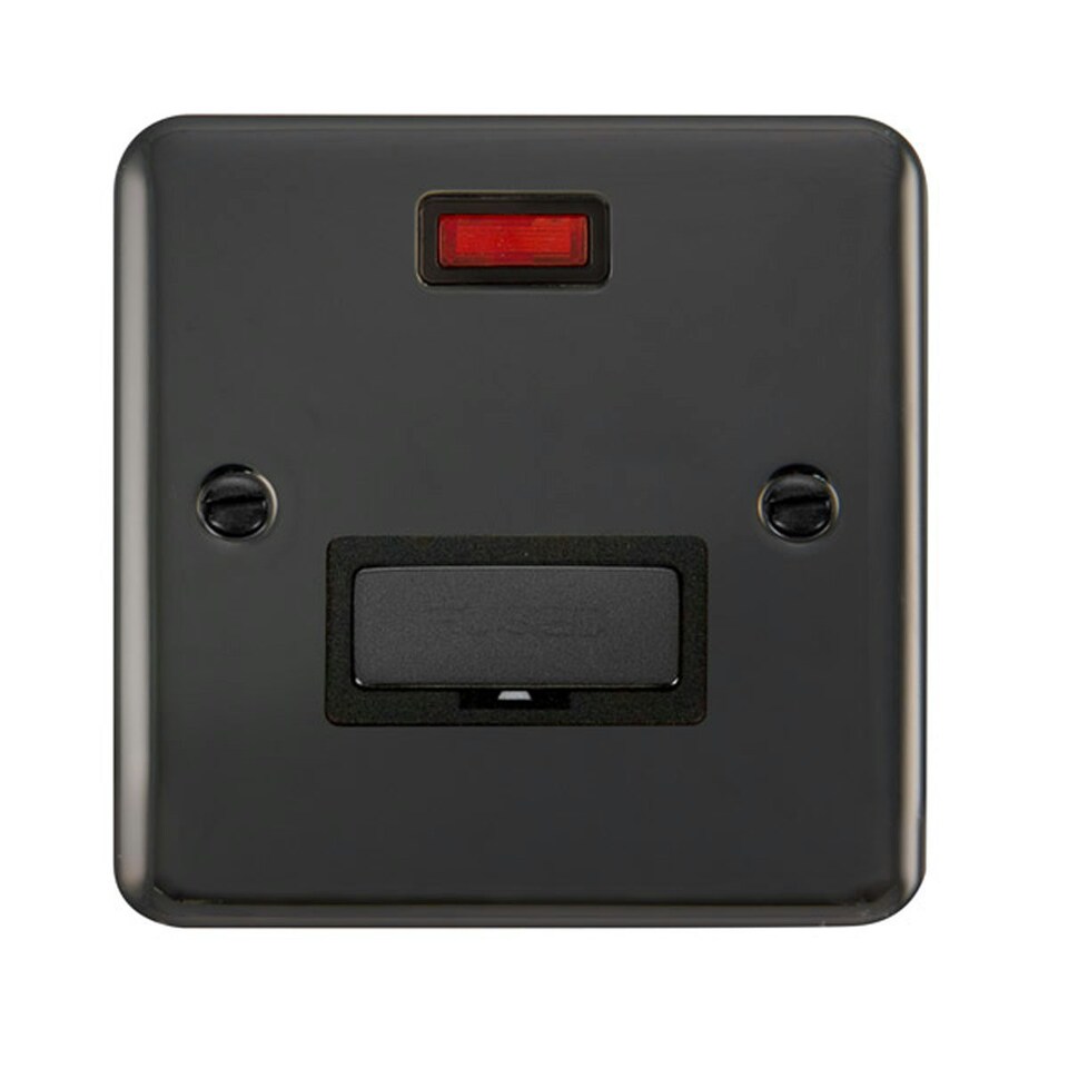 SE HOME Curved Black Nickel 13A Fused Ingot Connection Unit With Neon Black | Black Nikel