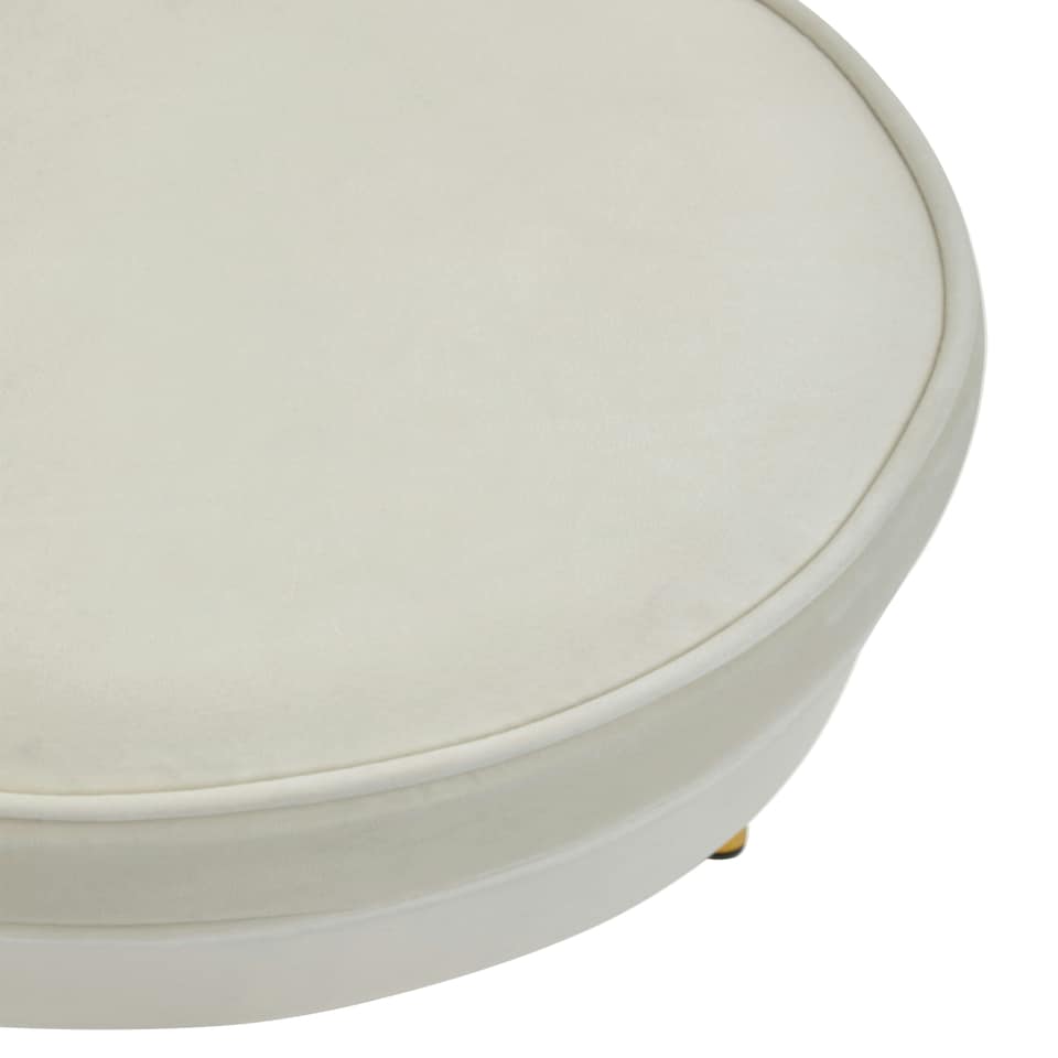 image 1 of Interiors by Premier Cream Velvet Round Footstool, Ottoman Small Footstool with Soft Upholstery, Velvet Pouffe for Home