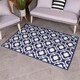 image 3 of Charles Bentley Blue Patterned Weatherproof Rug 120x170cm