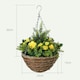 image 5 of Outsunny Pack of 2 FauPlant Artificial Lisianthus Flowers Hanging Planter with Basket for Indoor Decoration, Yellow