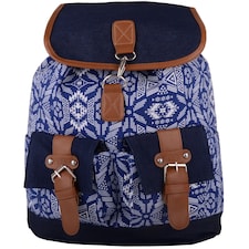 Lorenz Womens Canvas Travel / Holiday / Work / School Backpack / Rucksack with Multiple Features | Blue | Blue