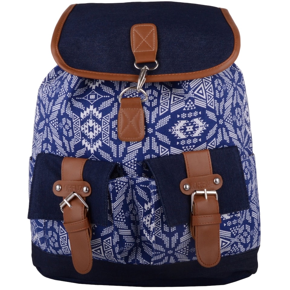 image 1 of Lorenz Womens Canvas Travel / Holiday / Work / School Backpack / Rucksack with Multiple Features | Blue | Blue