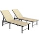 image 1 of Outsunny Sun Loungers Set of 2, 5-Level Reclining Sunbeds, Khaki Cream | Khaki