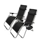 image 1 of Set of 2 Multi Position Garden Zero Gravity Relaxer Chair Sun Lounger in Black & Silver