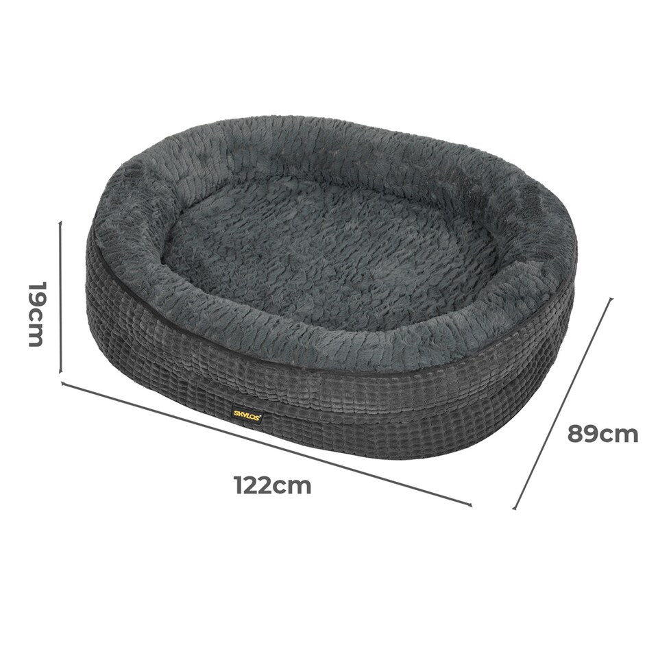 image 1 of Skylos Orthopedic Plush Dog Bed Soft Washable Pet Bed Grey Cosy Cushion XXL Size | Grey | XXL | XXL
