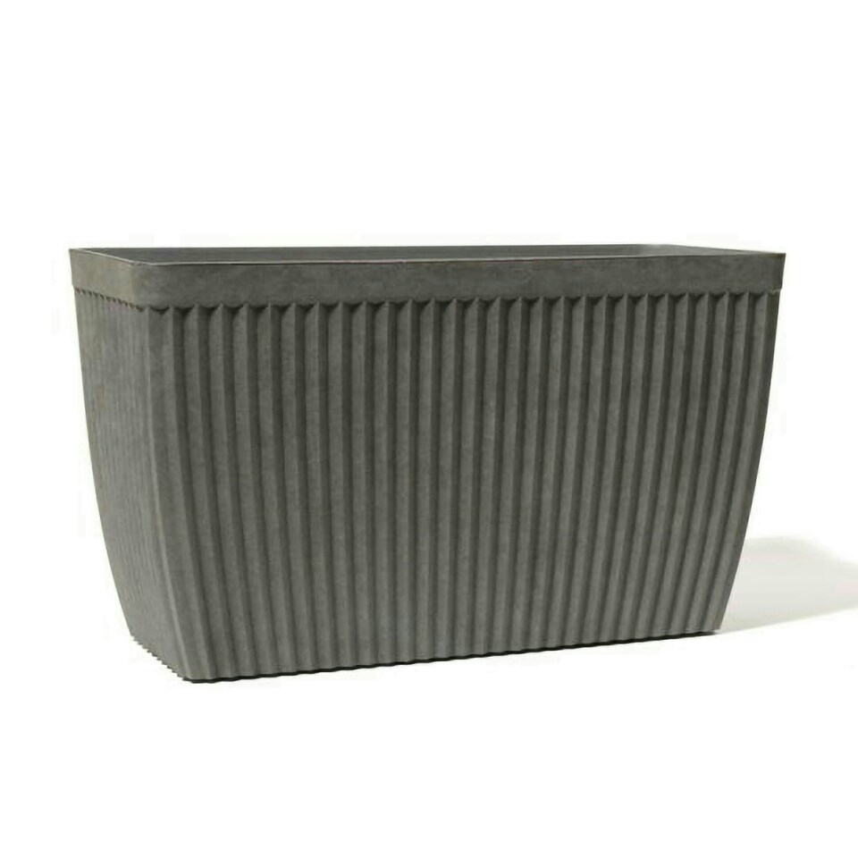 image 1 of Primrose Garden Outdoor Trough Patterned Resin Planter in Artisan Grey 73cm