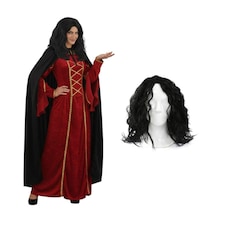Evil Mother Costume - 3 Pcs - Dress, Cape & Wig | Multi | M