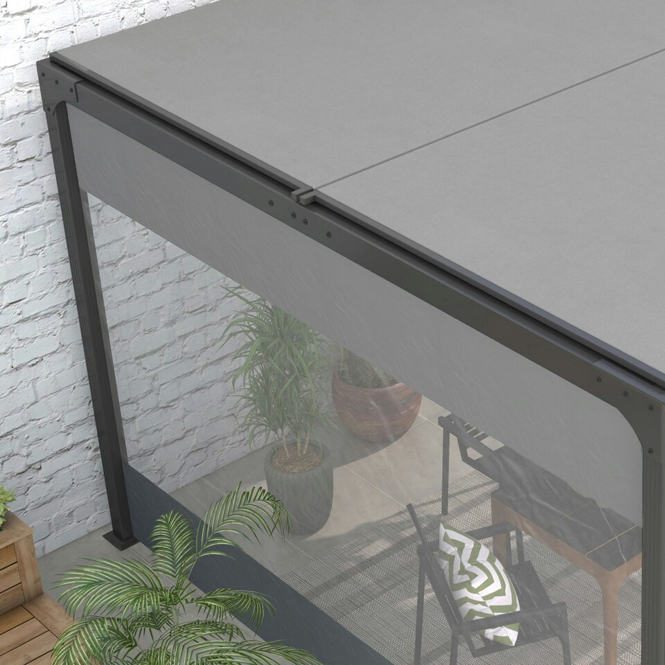 image 1 of Outsunny 3x2m Side Panels with Large Window, for 3(m) Long Pergola, Green