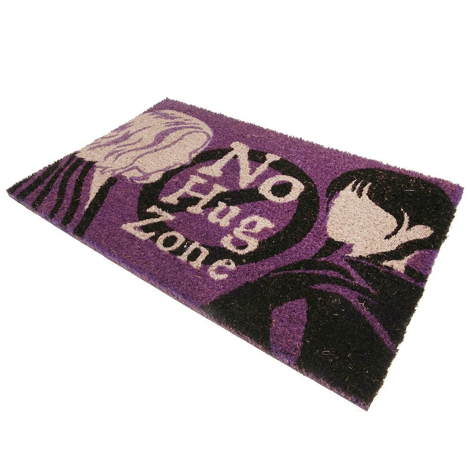 image 1 of Wednesday No Hug Zone Door Mat - Purple/Black - One Size