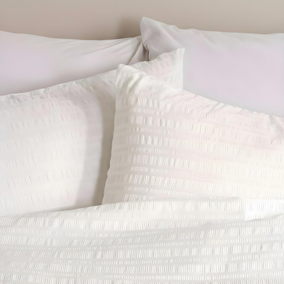 image 1 of OHS Embossed Bedding Set Textured Duvet Cover with Pillowcase | White | King