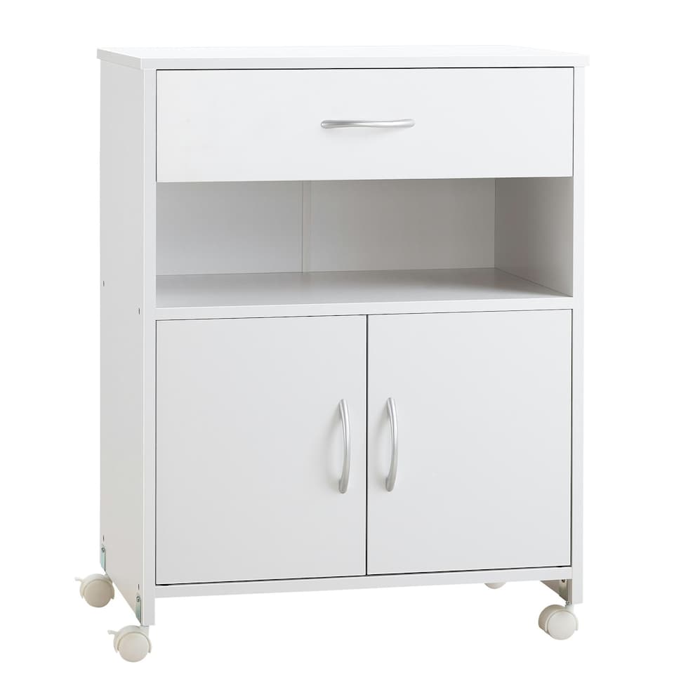 image 1 of Vinsetto Mobile Printer Stand w/ Storage Shelf Universal Wheels for Home White