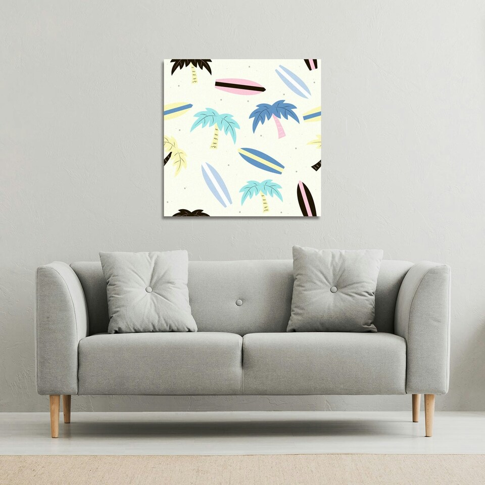 image 1 of Surf Boards & Palm Trees (Canvas Print) 101 x 101 x 4cm