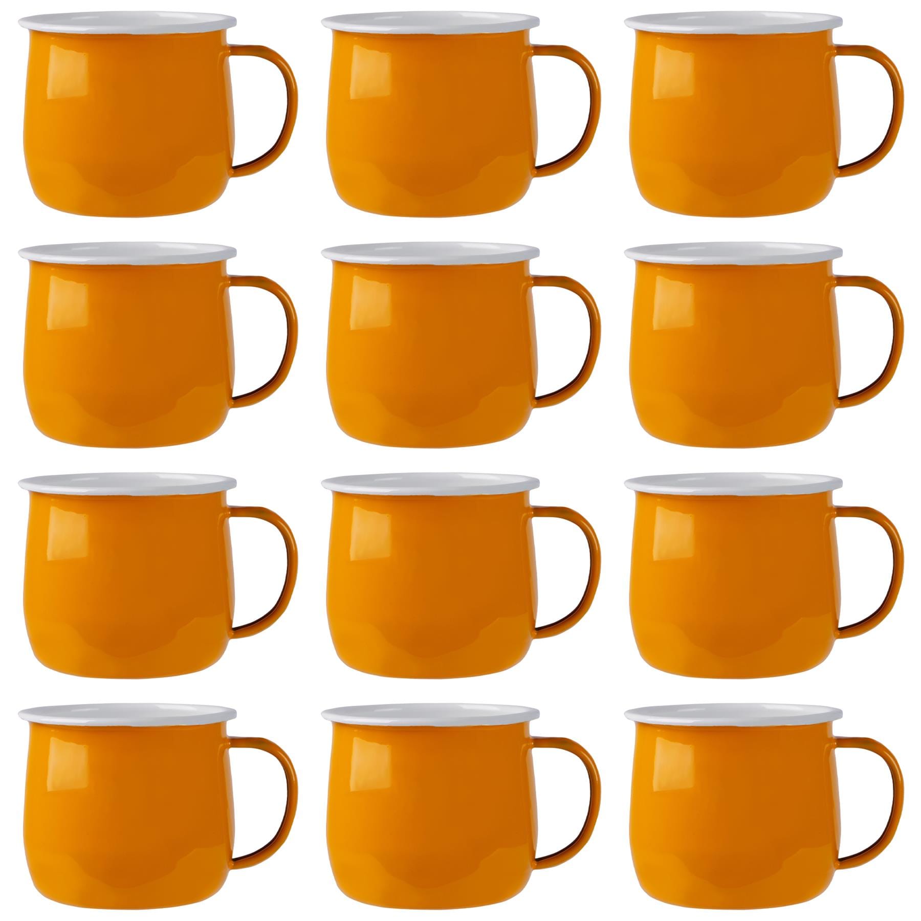 Argon Tableware Coloured Enamel Belly Mugs - 375ml - Pack of 12 in Yellow
