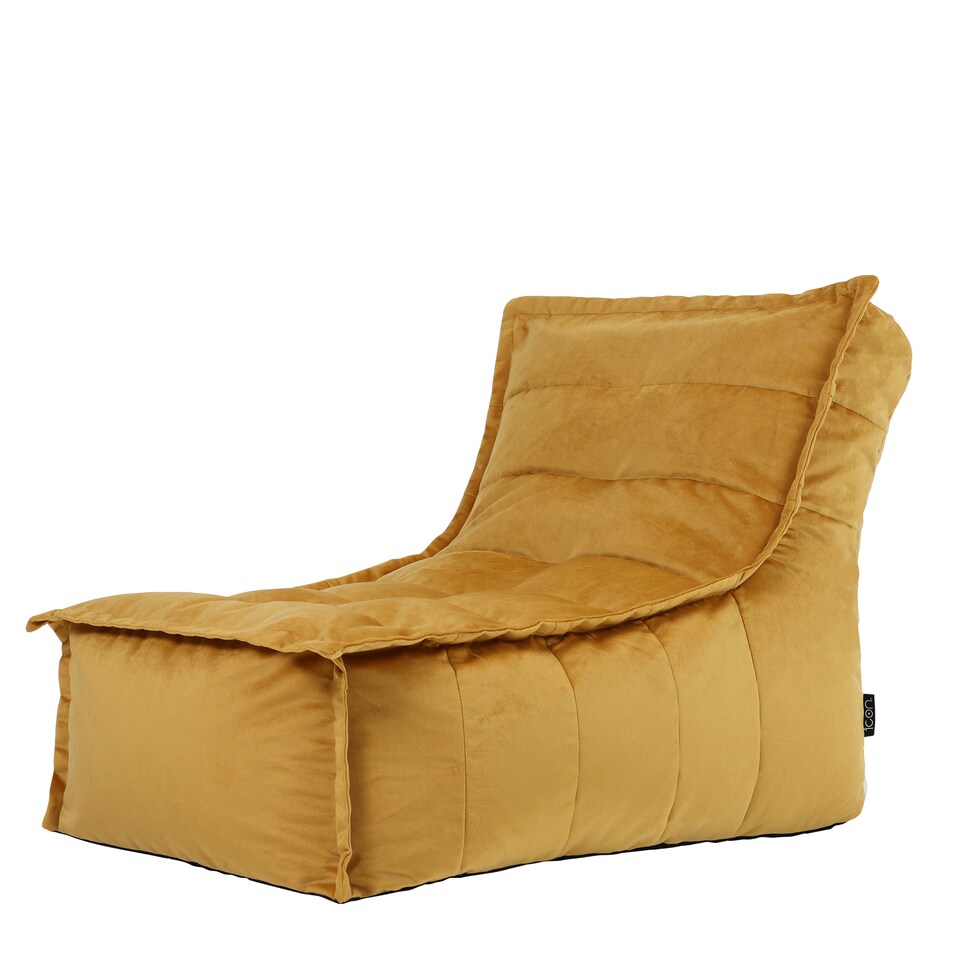image 1 of Dolce Lounger Bean Bag Ochre Yellow Velvet Bean Bag Chair | Yellow | Ochre Yellow | XL | 1