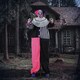 image 2 of HOMCOM 173cm 68 Laughing Clown Outdoor Halloween Decoration, Animated Halloween Prop with Light Up Eyes, Sound Effects, Sound Activated for Haunted House