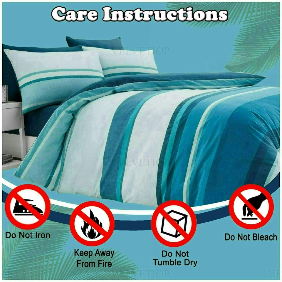 image 1 of VELVETIO Hudson Printed Duvet Cover Set Reversible Polycotton Easy Care Beddings Blue | Teal | King