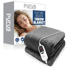 Purus Electric Heated Fleece Blanket Throw 160x120cm - Grey