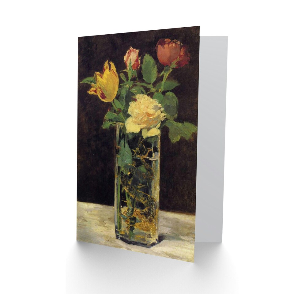 image 1 of Edouard Manet Art Card Roses and Tulips in Vase