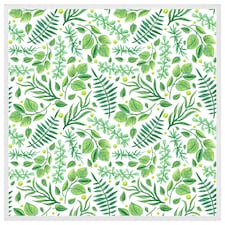 Mixed green leaves (Picture Frame) White | L