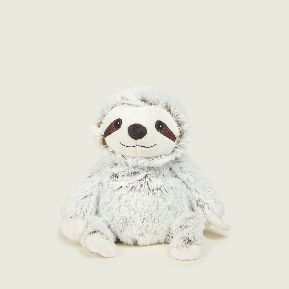 image 1 of Warmies Marshmallow Sloth Plush Junior Size, Microwavable Plush with French Lavender Scent, Fully Heatable Cuddly Sloth Toy for Anxiety and Pain Relief