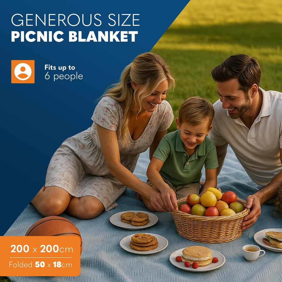 image 1 of Voyager Extra Large Picnic Blanket with Waterproof Backing and Carry Handle