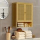 image 3 of Wooden Bathroom Wall-Mounted Storage Cabinet Organiser Natural Brown Brown