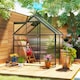 image 2 of Outsunny Polycarbonate Walk-in Garden Greenhouse w/ Sliding Door Grey
