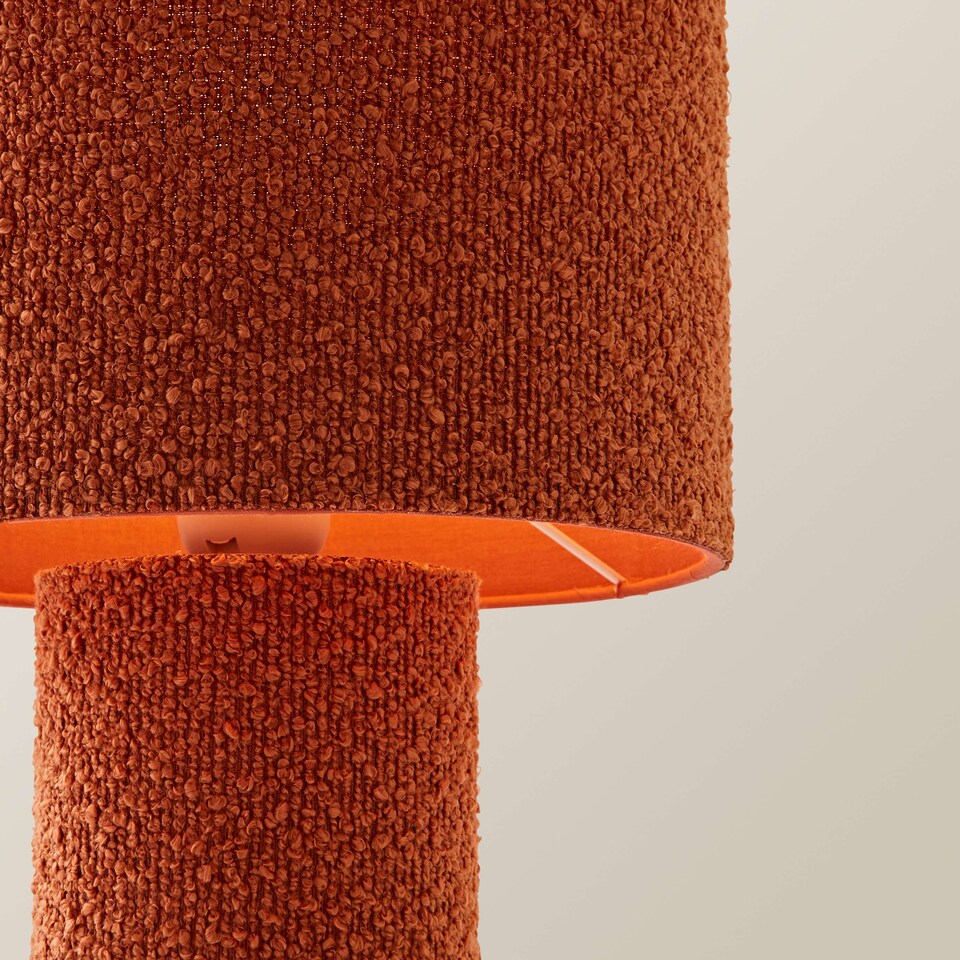 image 1 of ValueLights Ash Rust Full Fabric Boucle Table Lamp & Bulb | Orange