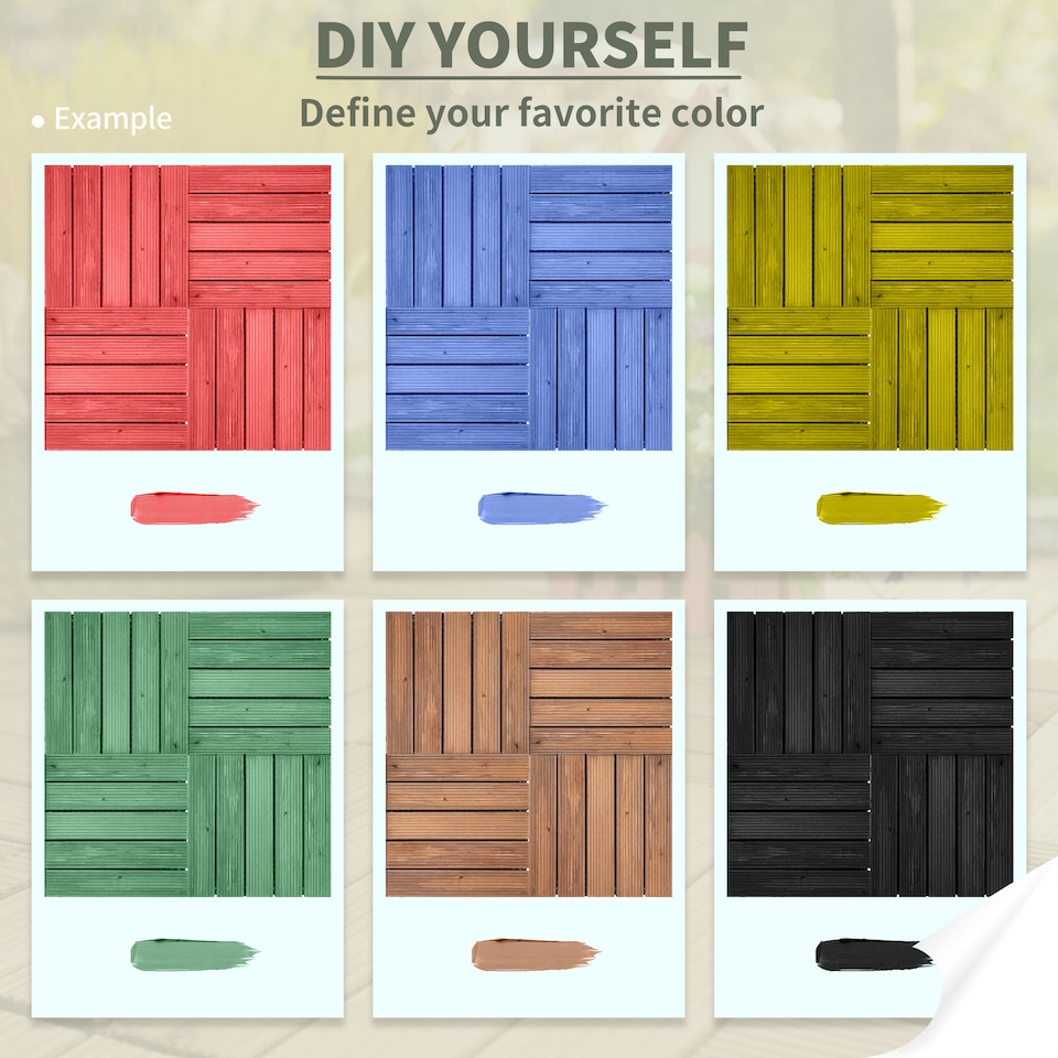 image 1 of Outsunny 27pc Floor Tiles Interlocking Solid Wood DIY Deck Tiles Outdoor Brown