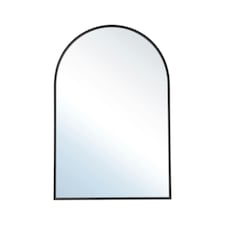 Living and Home Arched Wall Mirror with Black Aluminum Frame - 40cm W x 60cm H