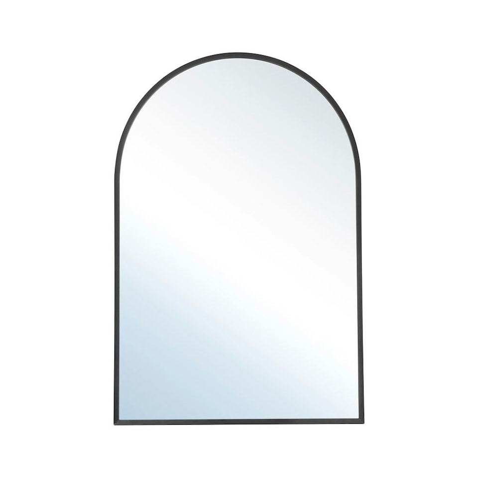 image 1 of Living and Home Arched Wall Mirror with Black Aluminum Frame - 40cm W x 60cm H