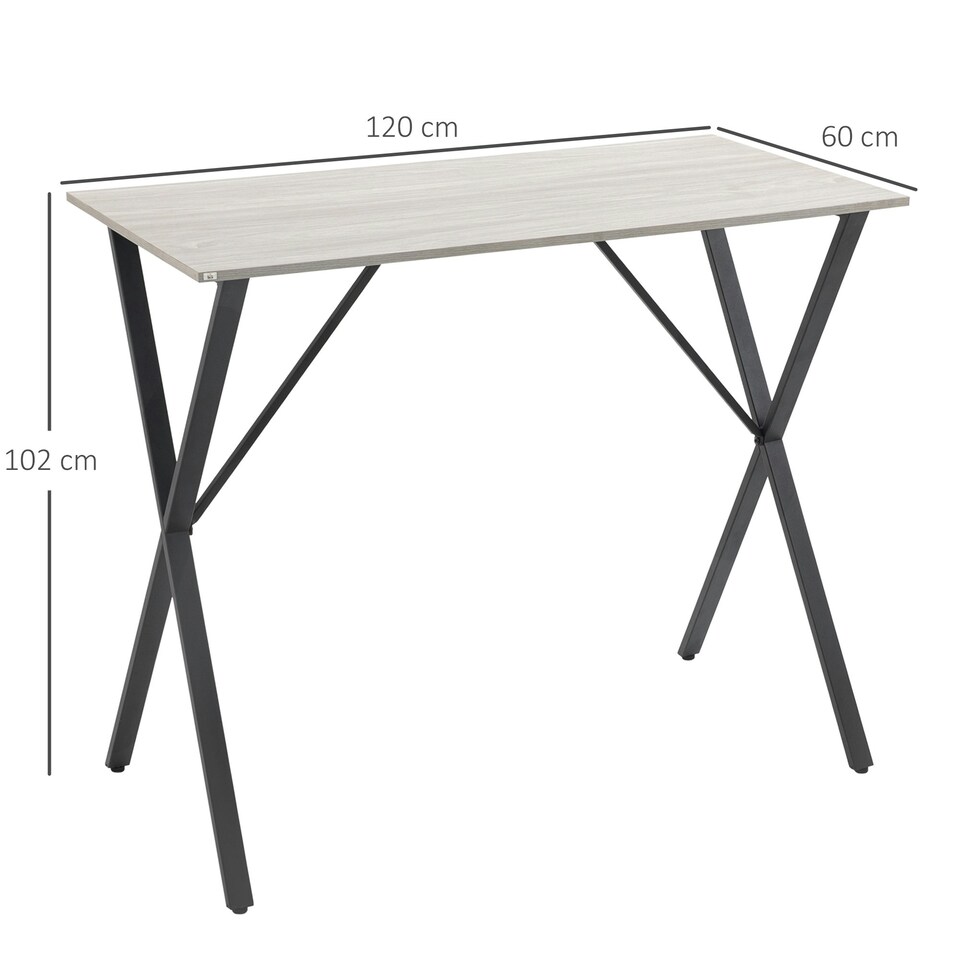 image 1 of HOMCOM 120 cm Rectangular Breakfast Bar Table for 4 People, Steel Legs, White