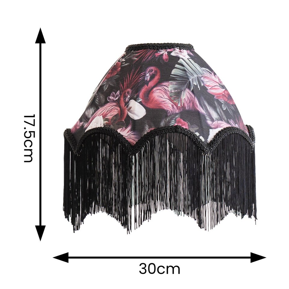 image 1 of ValueLights Rosette Scallop Flamingo Shade Black Tassels and Bulb