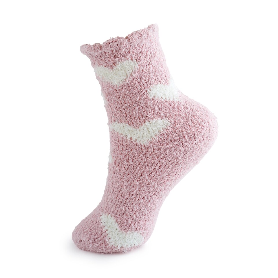 image 1 of SMUG Cosy Cuddle Socks - White Hearts Print