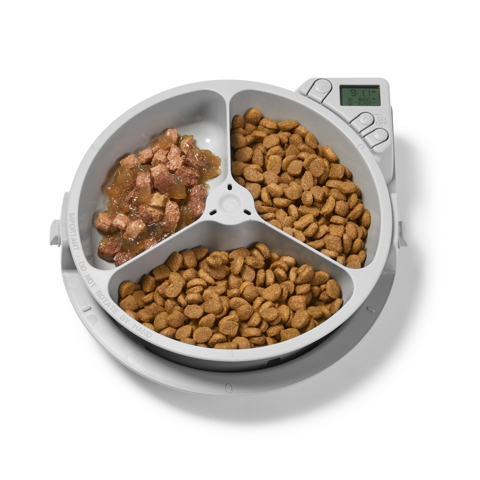 image 1 of Cat Mate Three-Meal Automatic Pet Feeder with Digital Timer White (C300)