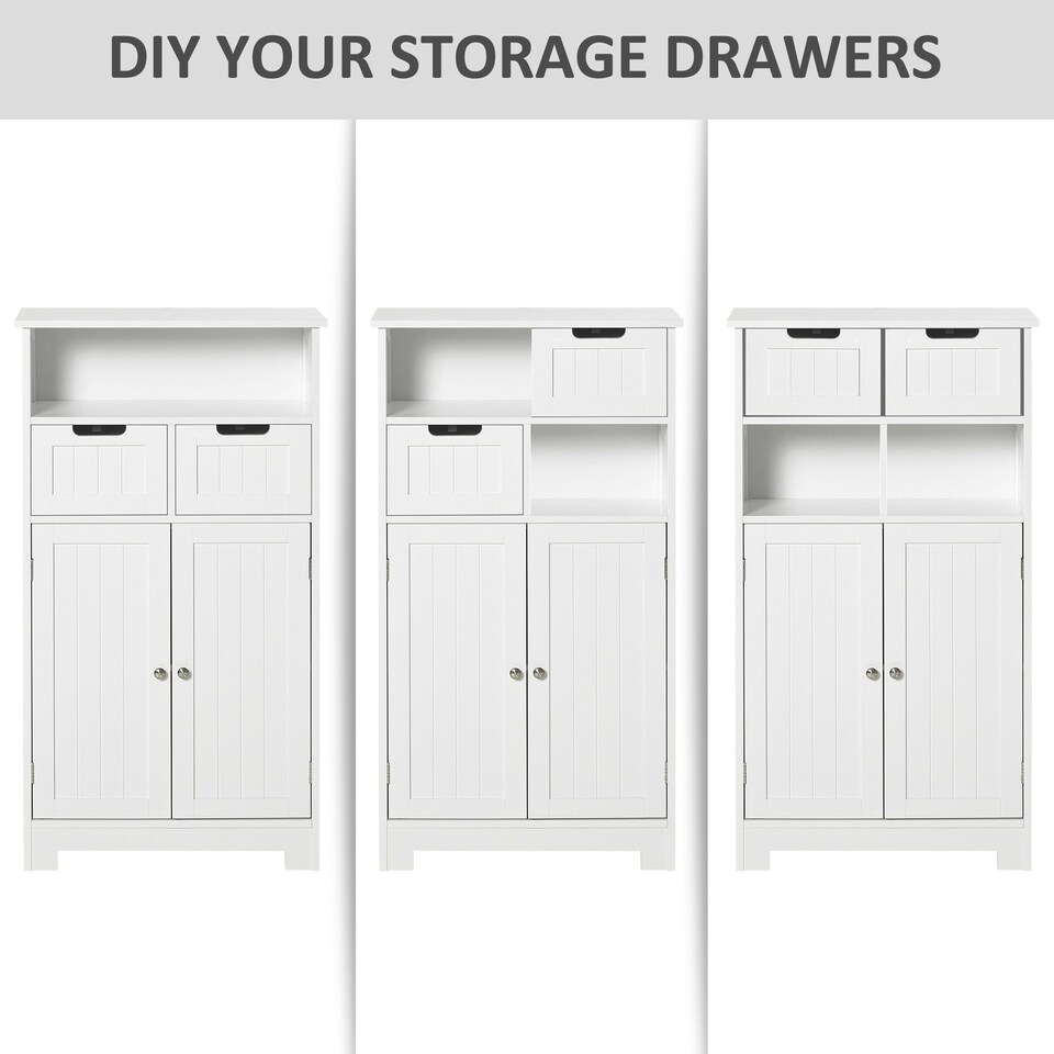 image 1 of kleankin Bathroom Storage Cabinet with Adjustable Shelf and Removable Drawers