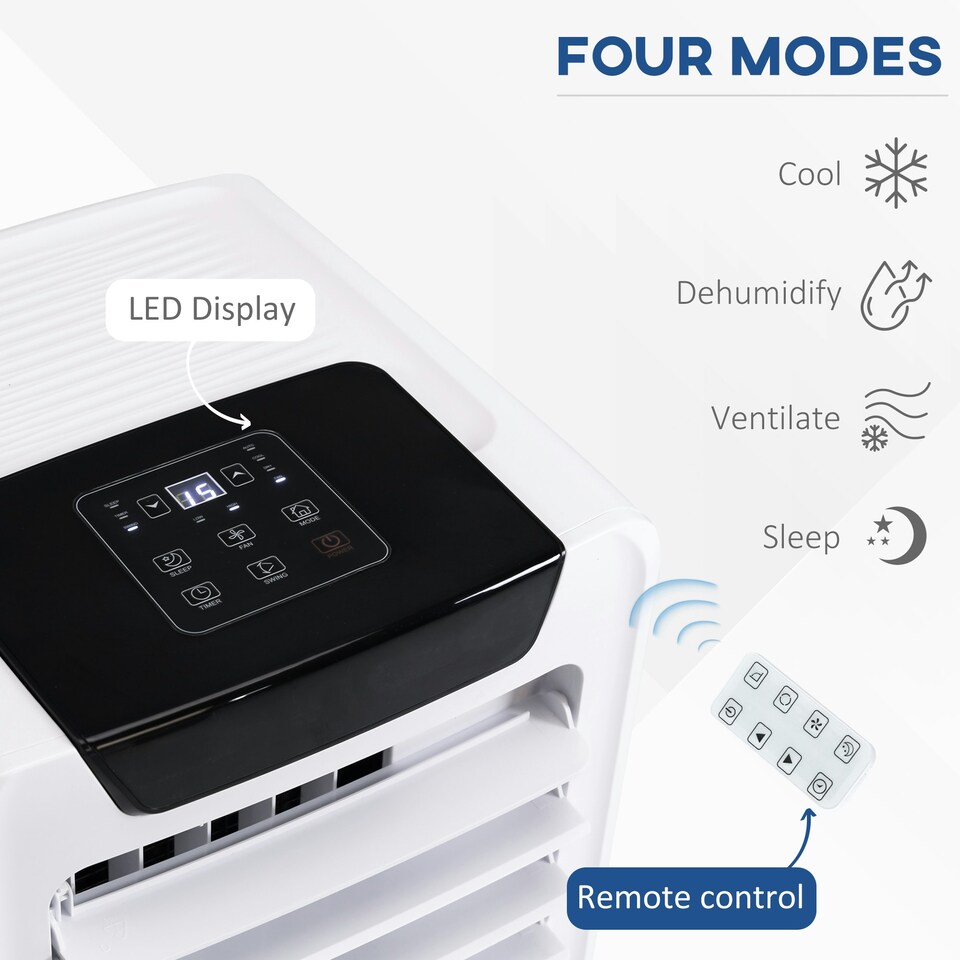 image 1 of HOMCOM 10000 BTU Mobile Portable Air Conditioner Room Ac Unit w/ RC, White