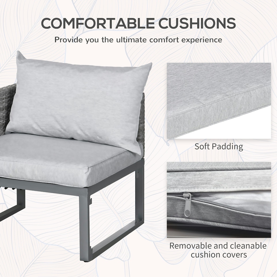 image 1 of Outsunny 3-in-1 Chair Coffee Table Lounger Seater Sofa w/ Steel Frame Furniture