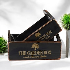 "The Garden Box" - Crate Planters (Set of 2) - Wood - Black Black
