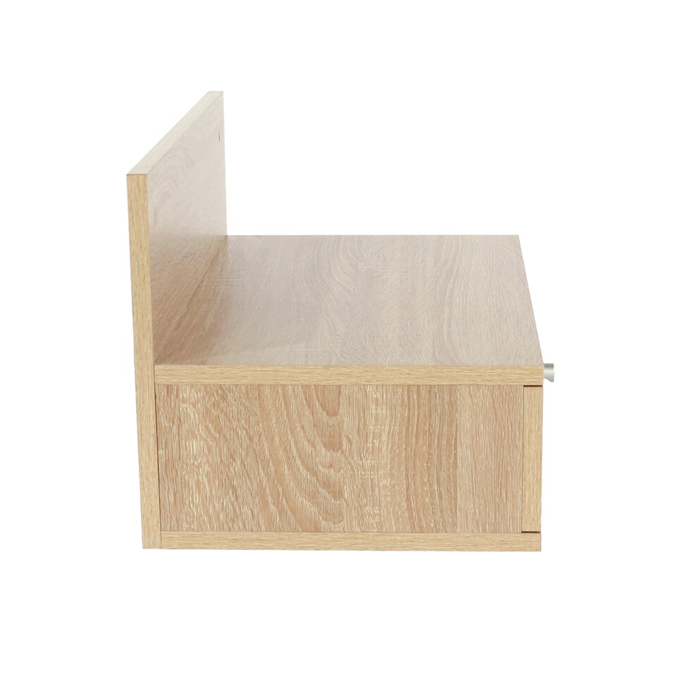 image 1 of Pair of Kelly Wall-Mounted Bedside Cabinets with Drawer - Modern Floating Bedside Tables | Brown | Oak Effect | One Size | 2