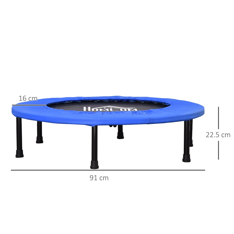 image 1 of HOMCOM 91cm Fitness Trampoline Exercise, Max Load 100 KG, Blue Black