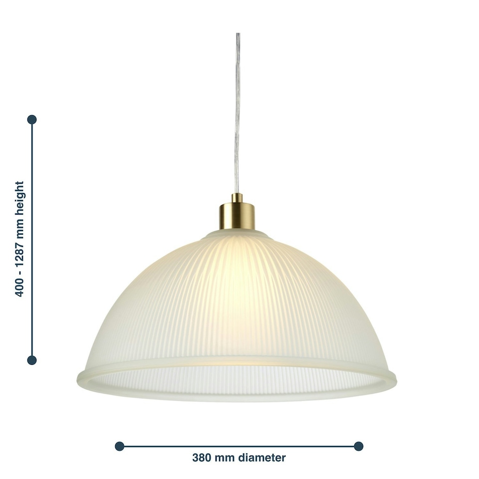 image 1 of First Choice Lighting Frosted Ribbed Glass with Satin Brass Ceiling Pendant Bronze | White