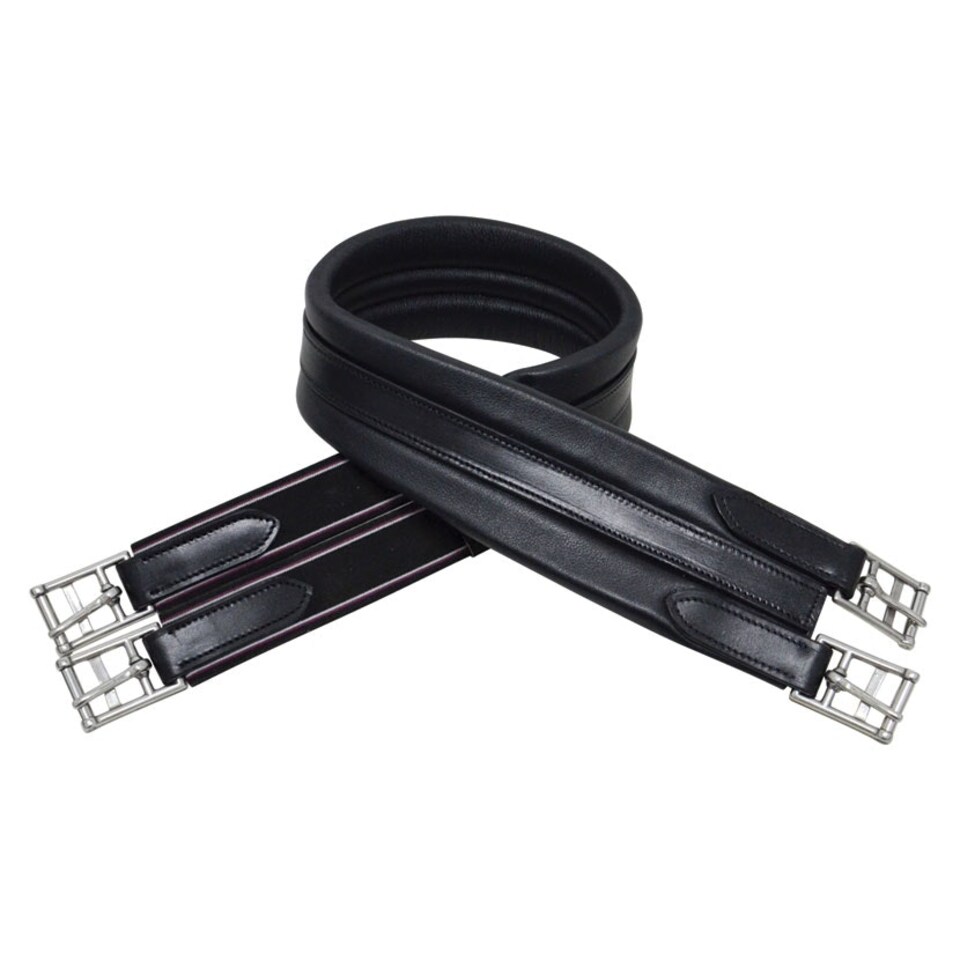 HyCOMFORT Leather Padded Double Elasticated Atherstone Girth - Black - 58in