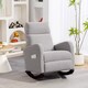 image 2 of HOMCOM Rocking Chair, Corduroy Fabric Upholstered Accent Armchair with Side Pockets & Solid Wood Legs, Modern High Back Leisure Rocker Lounge Chair for Nursery, Living Room, Bedroom, Grey | Grey