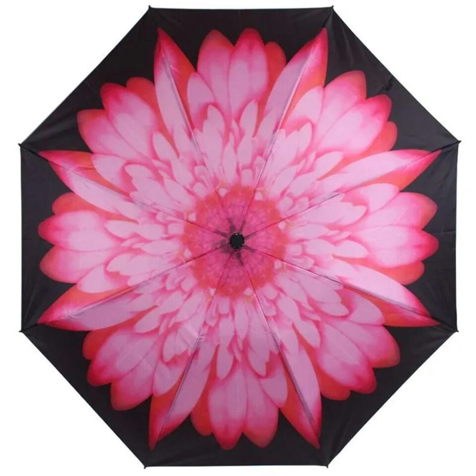 image 1 of Everyday Folding Umbrella Automatic Opening Reverse Daisy | Black | Pink | Canopy: 100cm